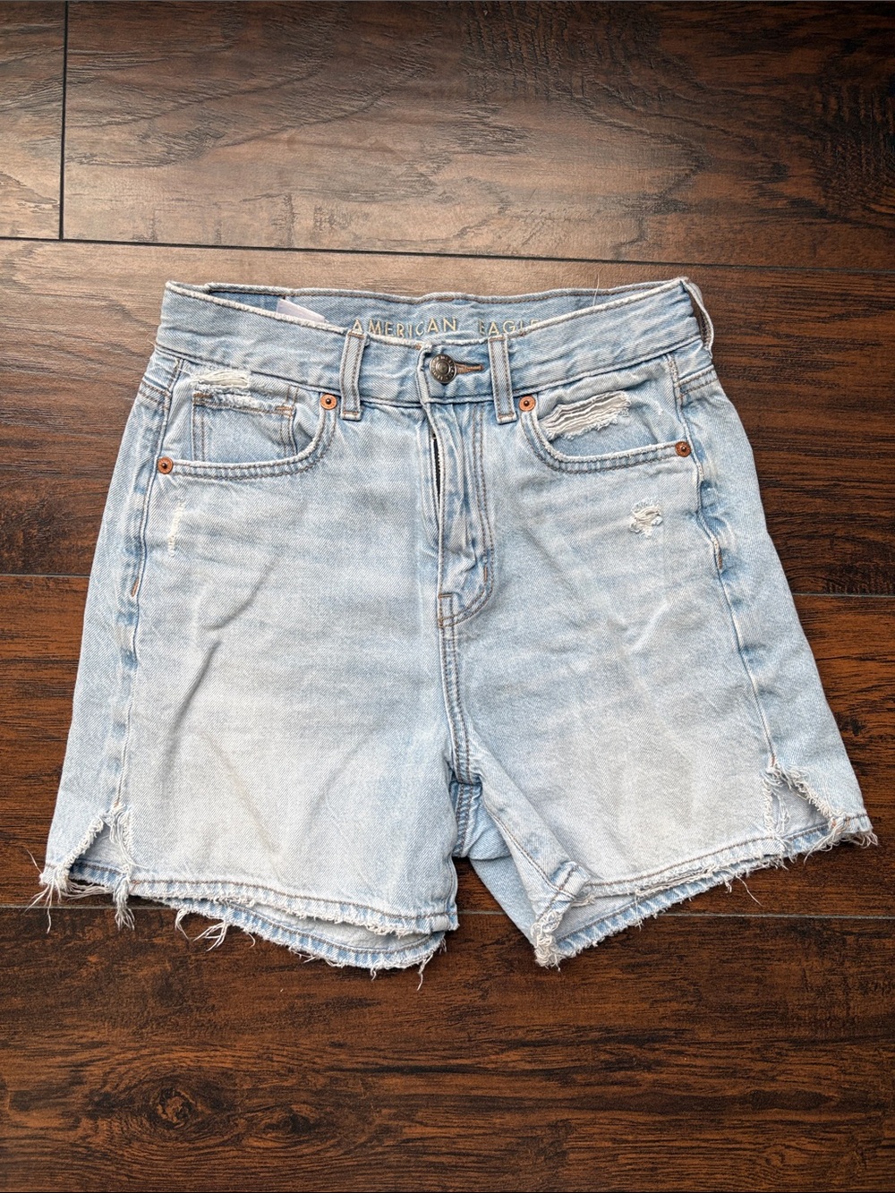 American Eagle Outfitters Light Wash Distressed Denim Shorts